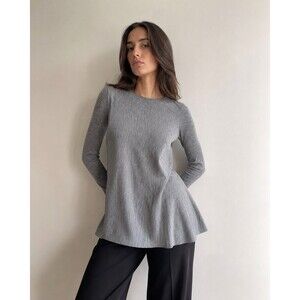 COS 100% Merino Wool Gray Marl Swing Tunic Top Button Back Size Small Minimalist
